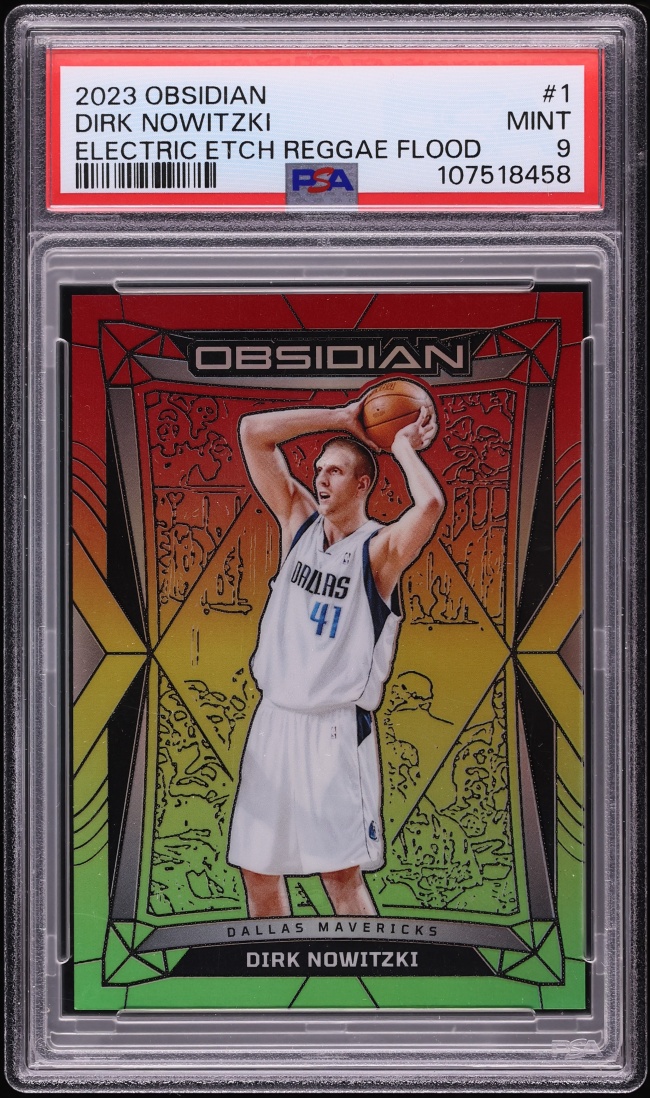 2023 Panini Obsidian Electric Etch Reggae Flood Dirk Nowitzki #1 PSA 9 MINT