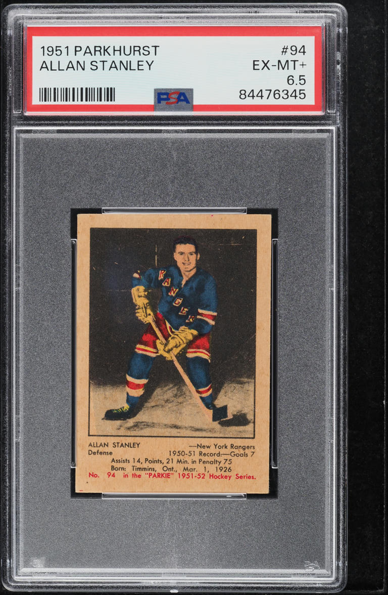 1951 Parkhurst Allan Stanley ROOKIE #94 PSA 6.5 EXMT+