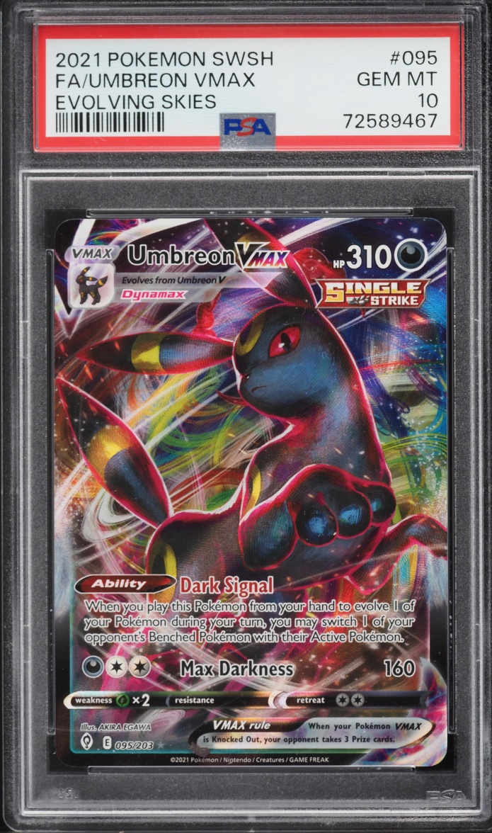2021 Pokemon Sword & Shield Evolving Skies Full Art Umbreon VMAX #95 PSA 10 GEM MINT