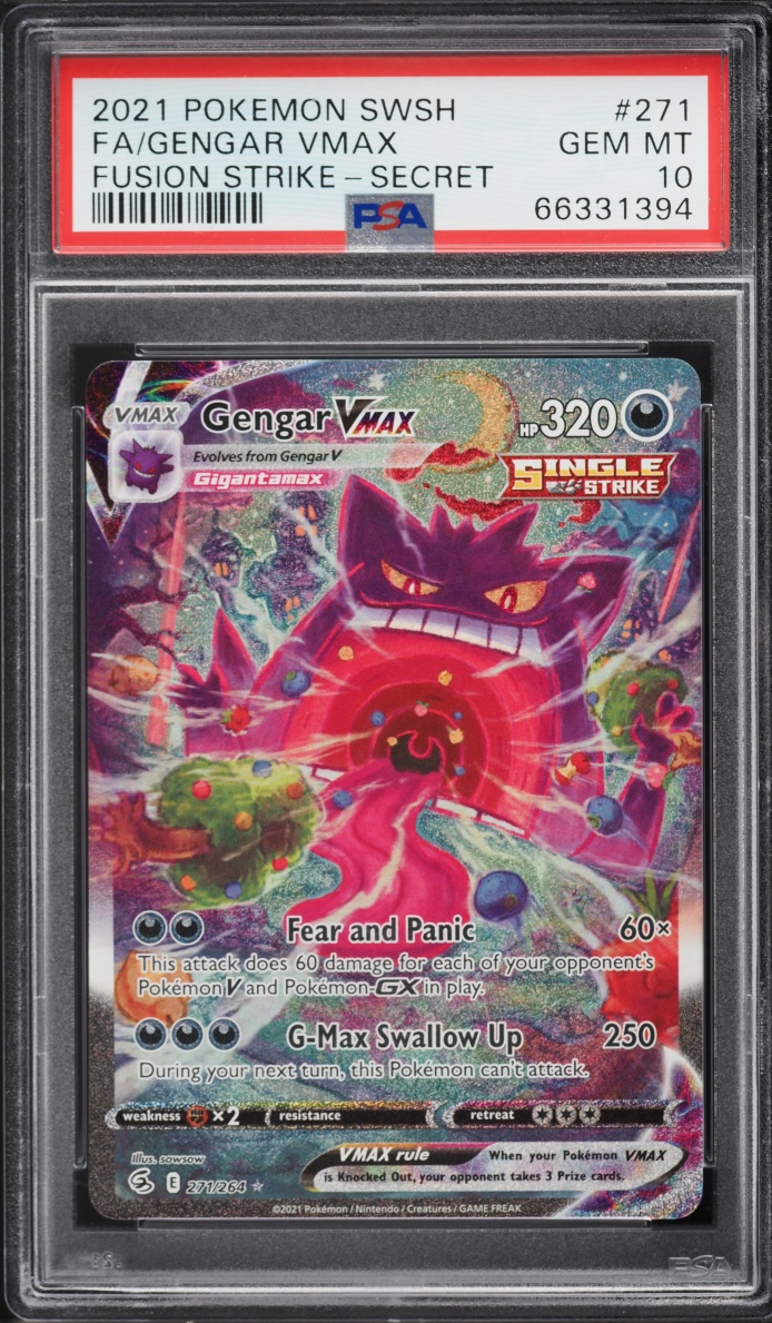 2021 Pokemon Sword & Shield Fusion Strike Alt Art Gengar VMAX #271 PSA 10 GEM MINT