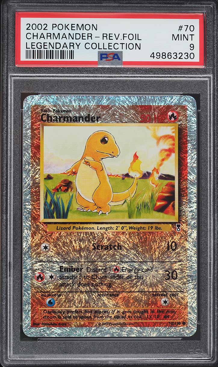 2002 Pokemon Legendary Collection Reverse Holo Charmander #70 PSA 9 ...