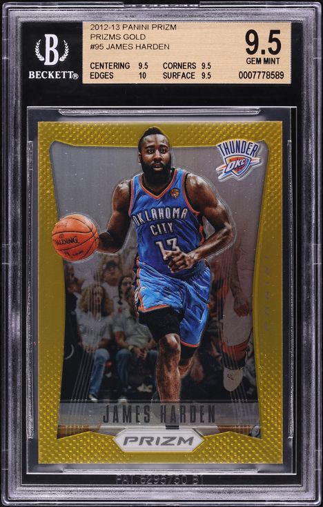 2012 Panini Prizm Gold James Harden 10/10 #95 BGS 9.5 GEM MINT