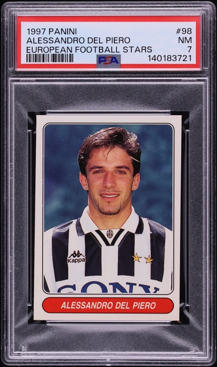 1997 Panini European Soccer Stars Alessandro Del Piero #98 PSA 7 NRMT