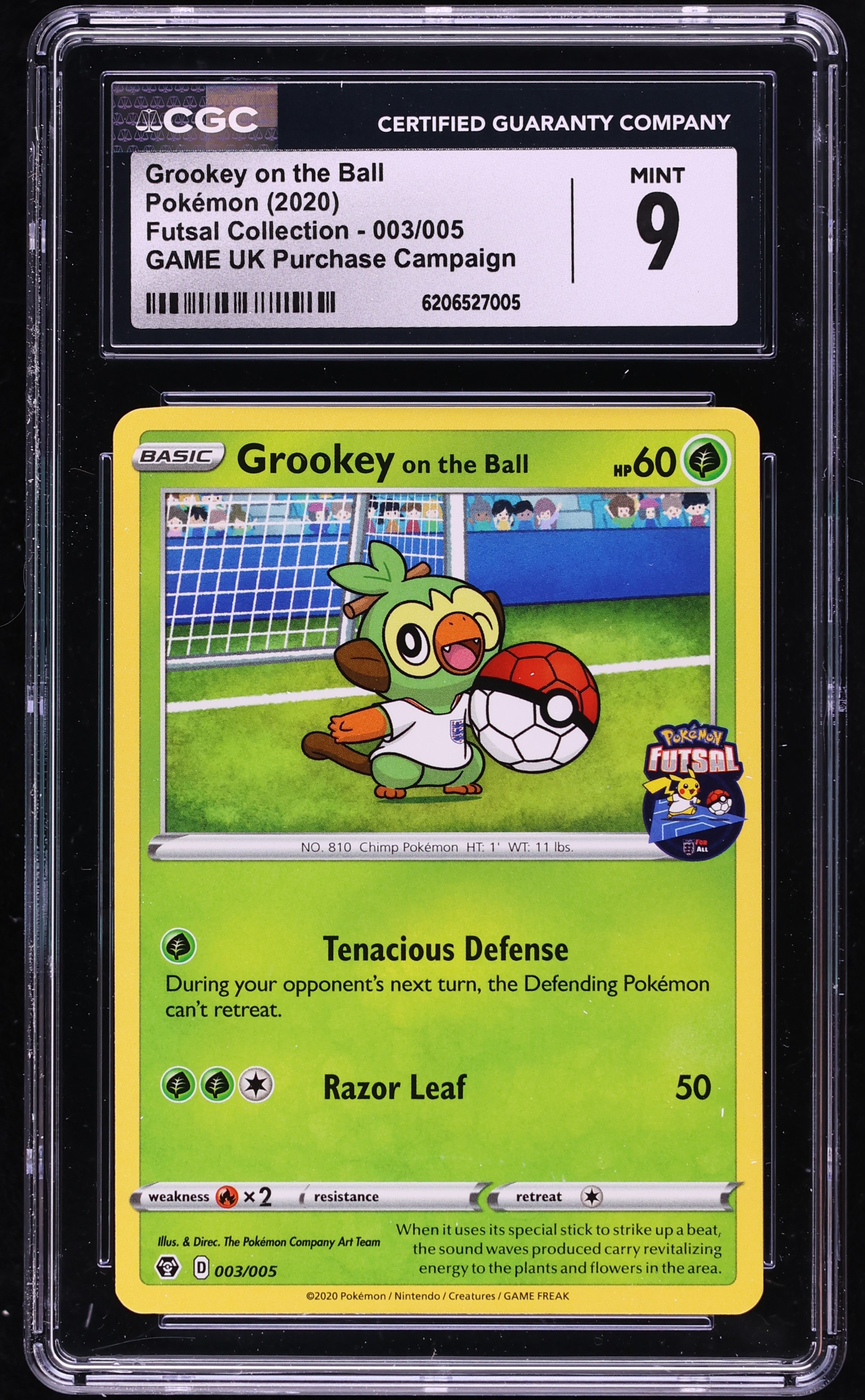 2020 Pokemon Sword & Shield Futsal Collection Grookey On The Ball #3 CGC 9 MINT