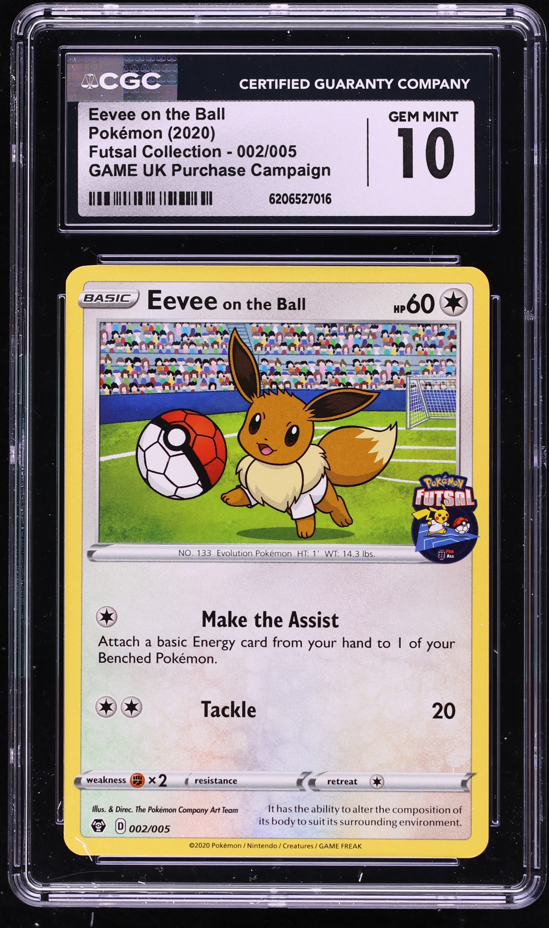 2020 Pokemon Sword & Shield Futsal Collection Eevee On The Ball #2 CGC 10 GEM MINT
