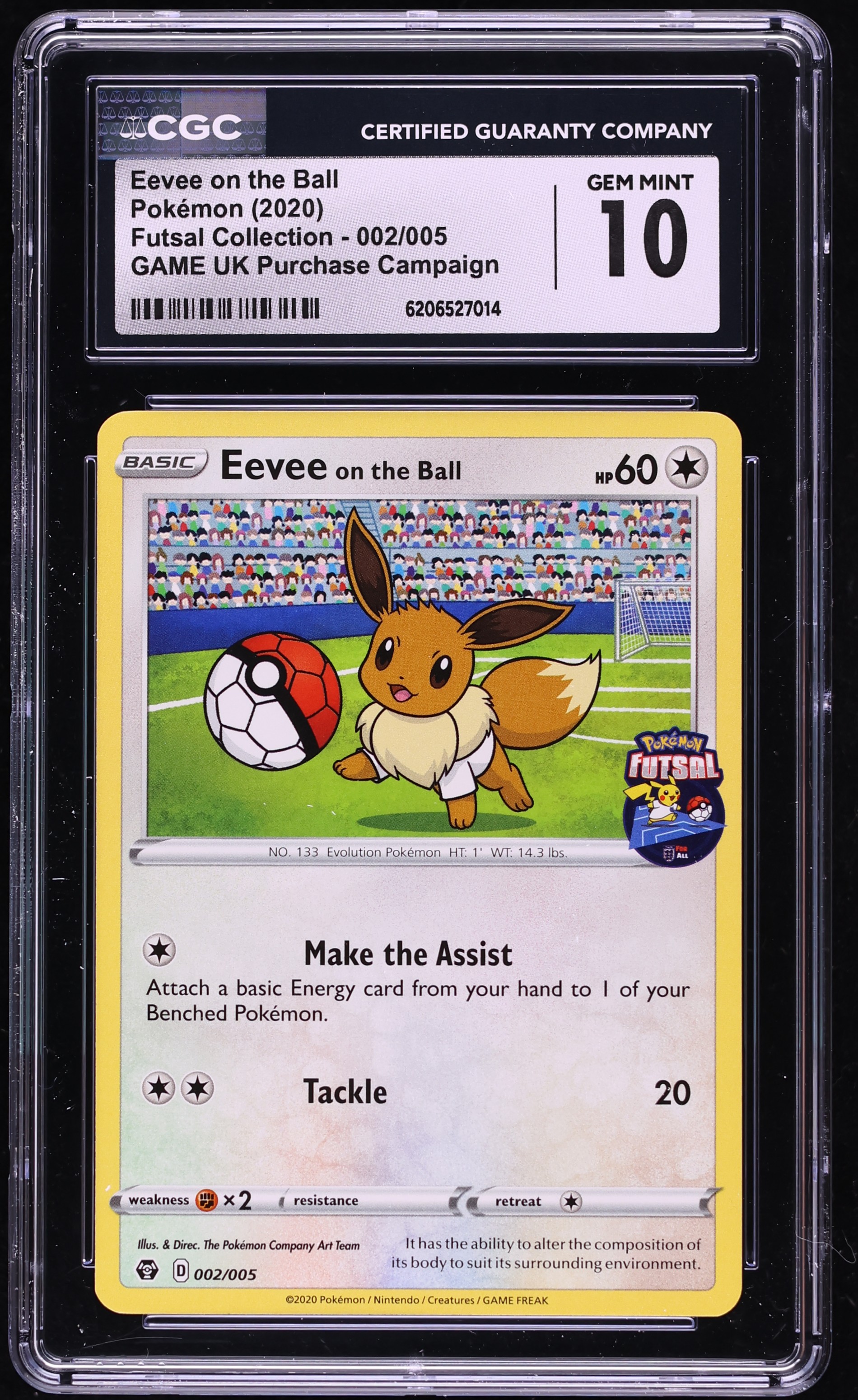 2020 Pokemon Sword & Shield Futsal Collection Eevee On The Ball #2 CGC 10 GEM MINT