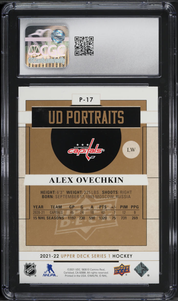 2021 Upper Deck Portraits Black & White Alexander Ovechkin #P-17 CGC 9 MINT