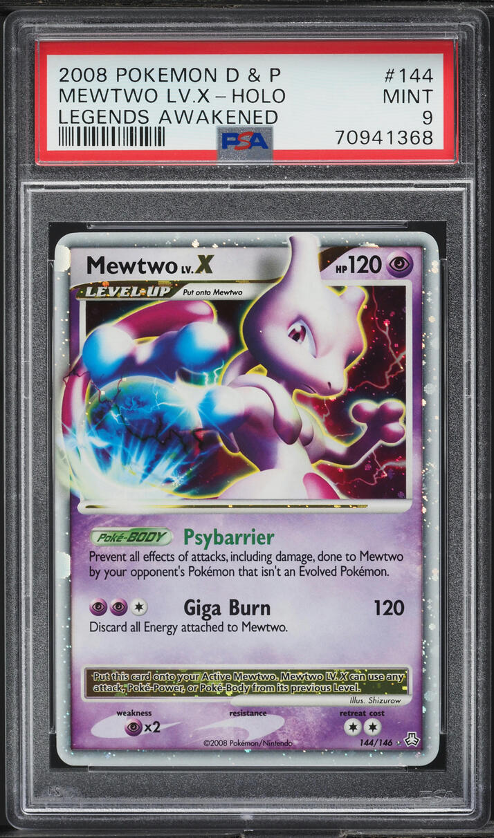 2008 Pokemon Diamond & Pearl Legends Awakened Holo Mewtwo Lv.X #144 PSA 9 MINT