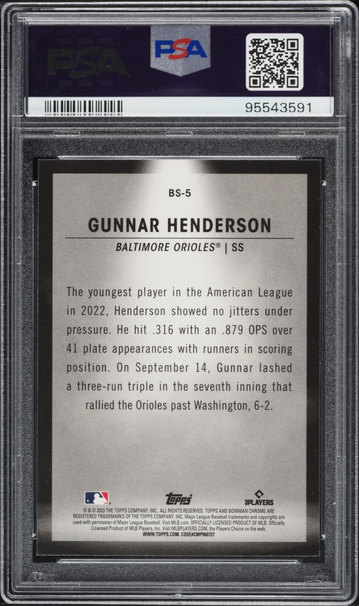 2023 Bowman Chrome Spotlights Gunnar Henderson ROOKIE #BS-5 PSA 10 GEM MINT