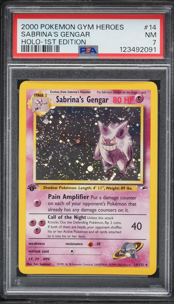 2000 Pokemon Gym Heroes 1st Edition Holo Sabrina's Gengar #14 PSA 7 NRMT