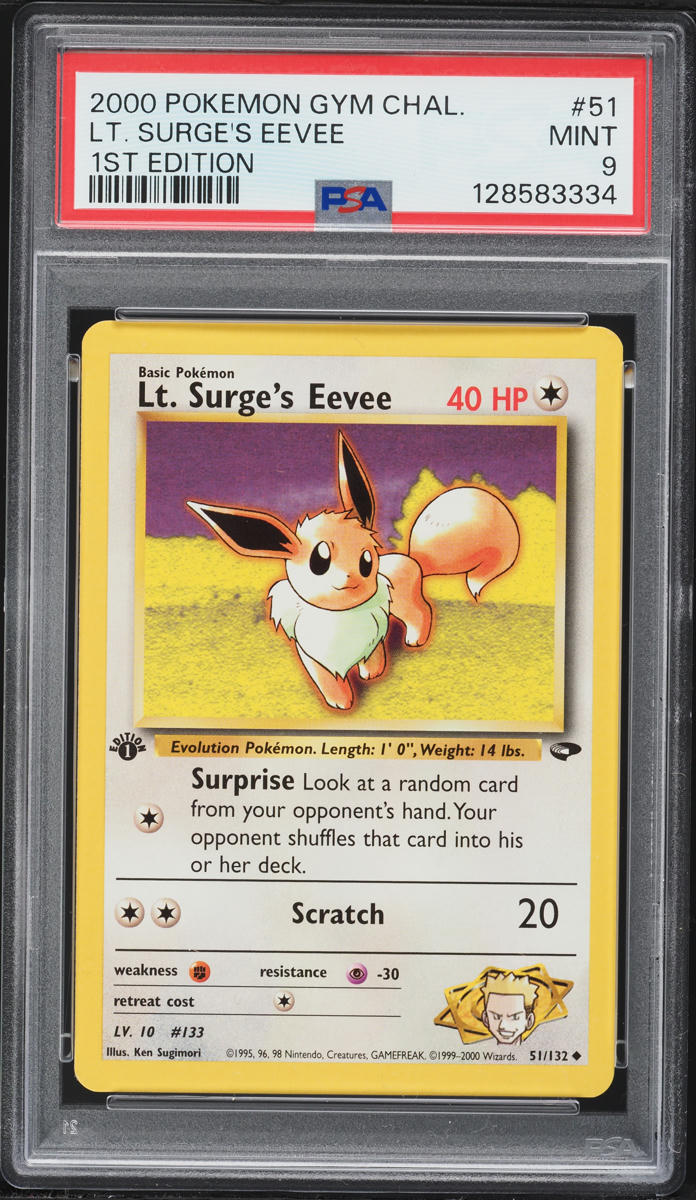 2000 Pokemon Gym Challenge 1st Edition Lt. Surge's Eevee #51 PSA 9 MINT