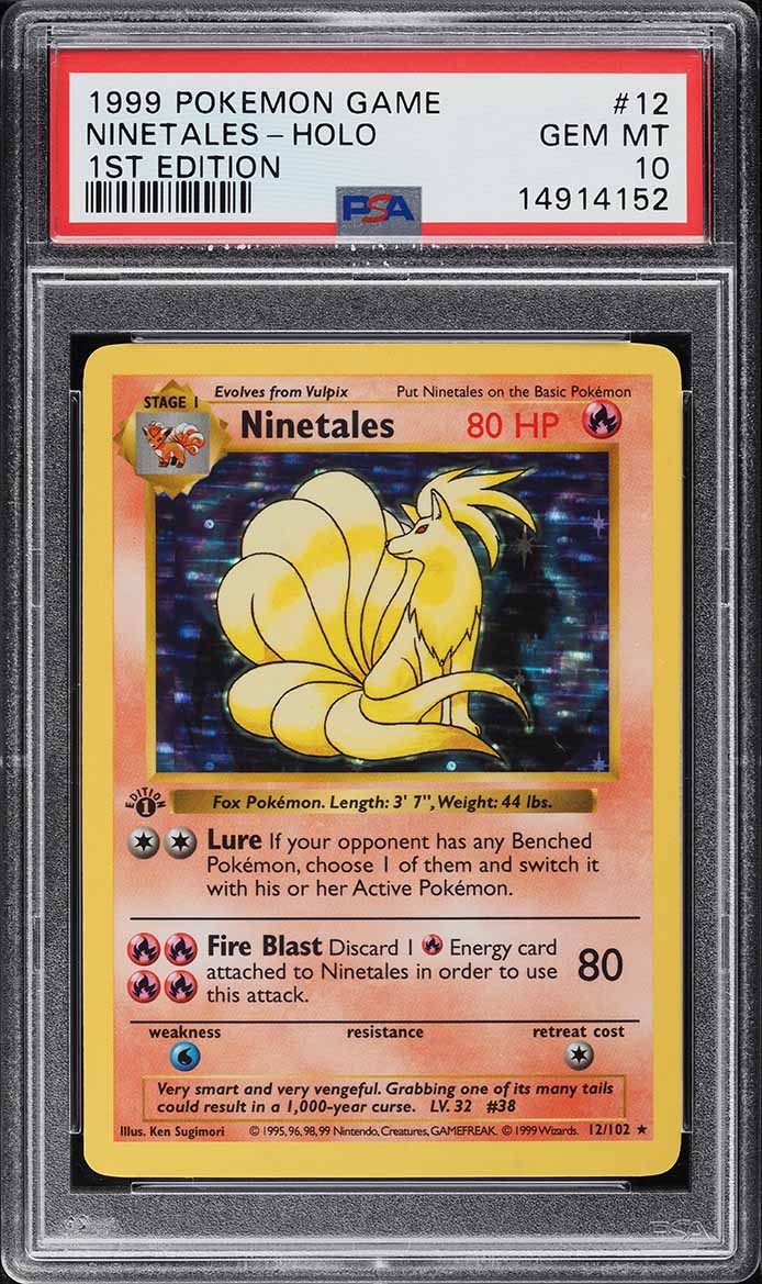 1999 Pokemon Base Set Shadowless 1st Edition Holo Ninetales #12 PSA 10 GEM MINT