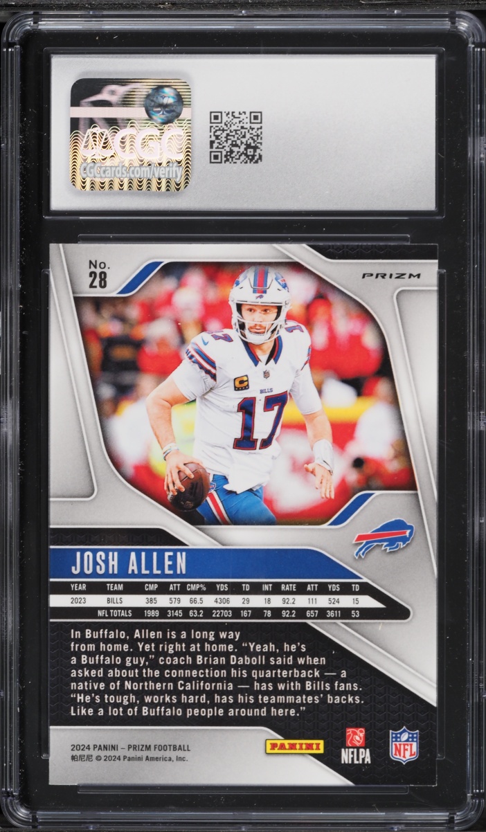 2024 Panini Prizm Green Wave Josh Allen #28 CGC 9 MINT