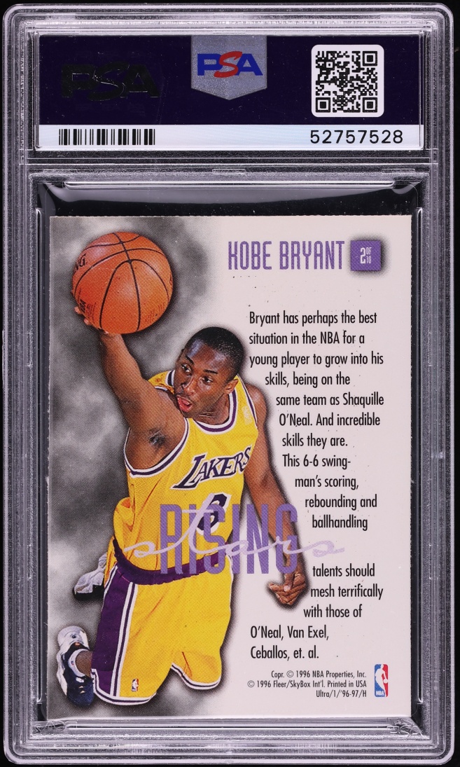 1996 Ultra Rising Stars Kobe Bryant ROOKIE #2 PSA 9 MINT on