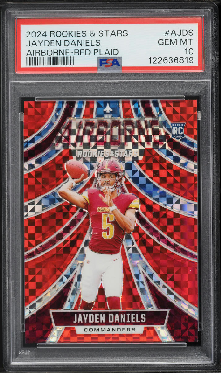 2024 Panini Stars Airborne Red Plaid Prizm Jayden Daniels ROOKIE #A-JDS PSA 10 GEM MINT