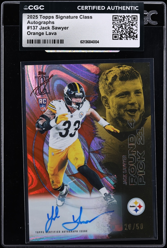 2025 Topps Signature Class Orange Lava Jack Sawyer ROOKIE AUTO /50 #137 CGC AUTH