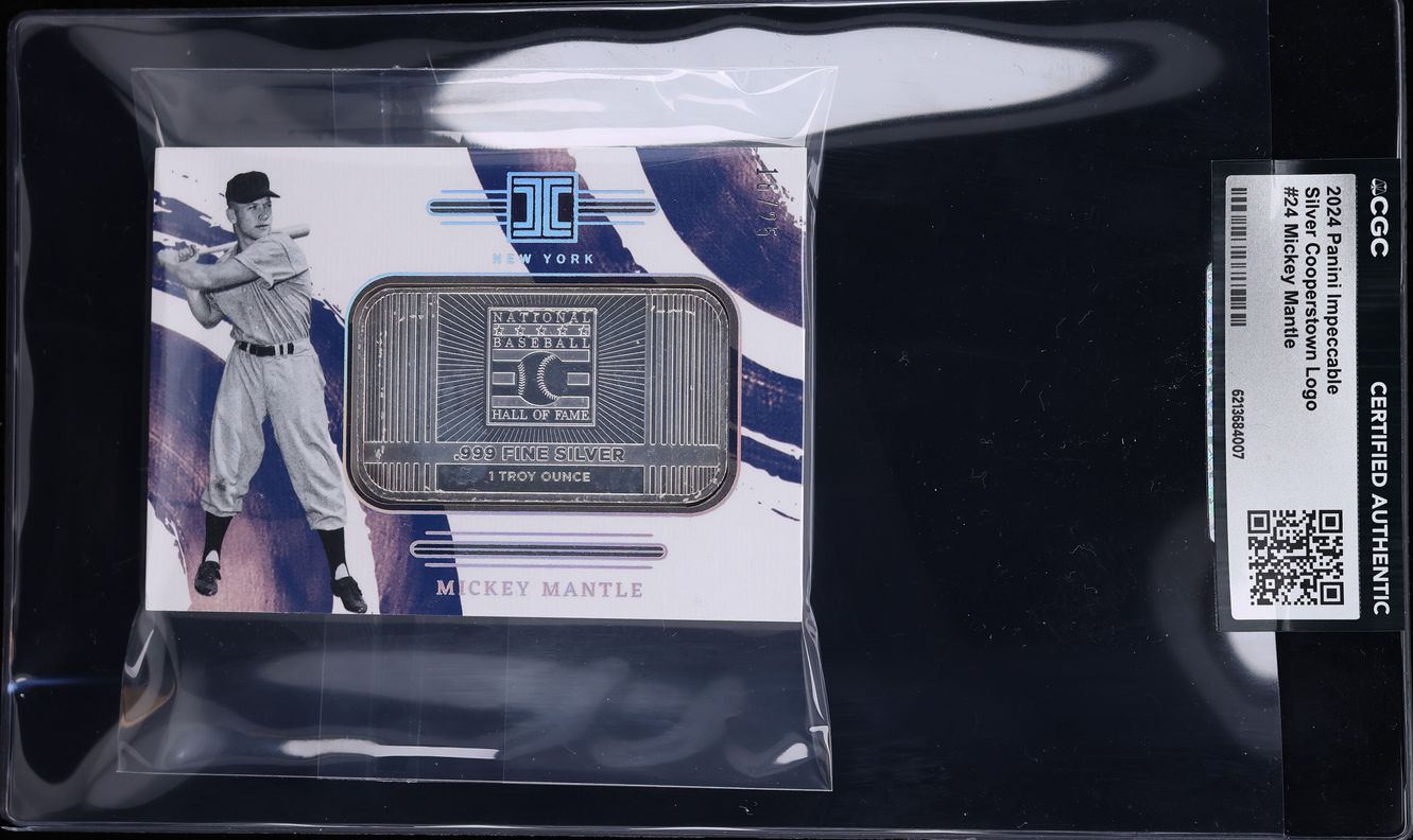 2024 Panini Impeccable Silver Cooperstown Logo Mickey Mantle /25 #24 CGC AUTH