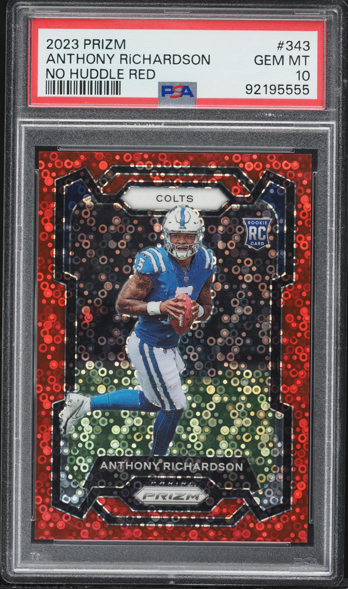 2023 Panini Prizm No Huddle Red Anthony Richardson ROOKIE /70 #343 PSA 10 GEM MINT