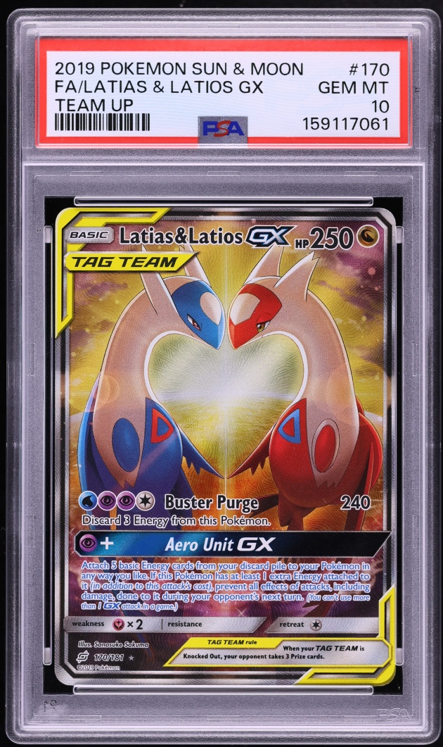 2019 Pokemon Sun & Moon Team Up Full Art Latias & Latios GX #170 PSA 10 GEM MINT