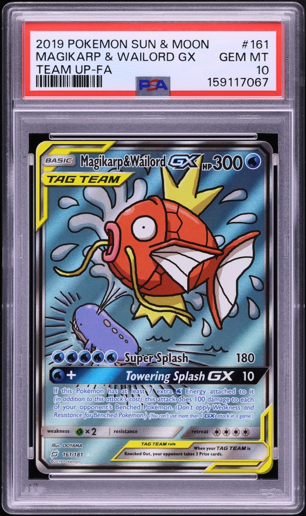 2019 Pokemon Sun & Moon Team Up Full Art Magikarp & Wailord GX #161 PSA 10 GEM MINT