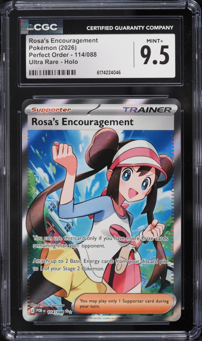 2026 Pokemon Mega Evolution Perfect Order Full Art Rosa's Encouragement #114 CGC 9.5 MINT+