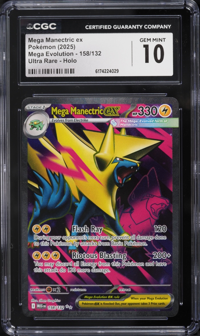 2025 Pokemon Mega Evolution Full Art Mega Manectric ex #158 CGC 10 GEM MINT
