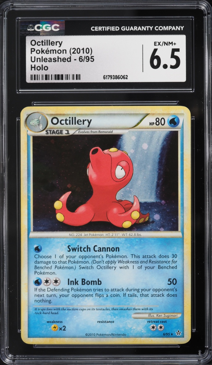 2010 Pokemon HearGold & SoulSilver Unleashed Holo Octillery #6 CGC 6.5 EXMT+
