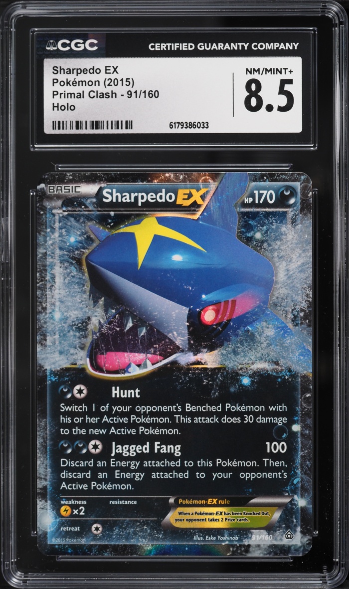 2015 Pokemon XY Primal Clash Holo Sharpedo EX #91 CGC 8.5 NM-MT+