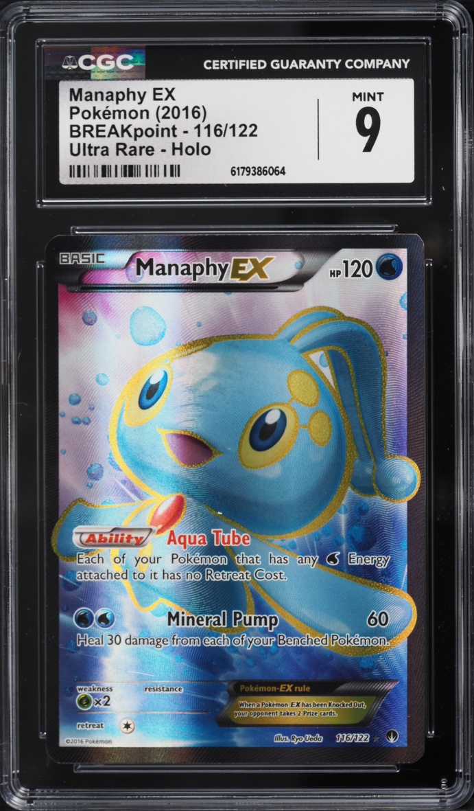 2016 Pokemon XY BREAKpoint Full Art Manaphy EX #116 CGC 9 MINT