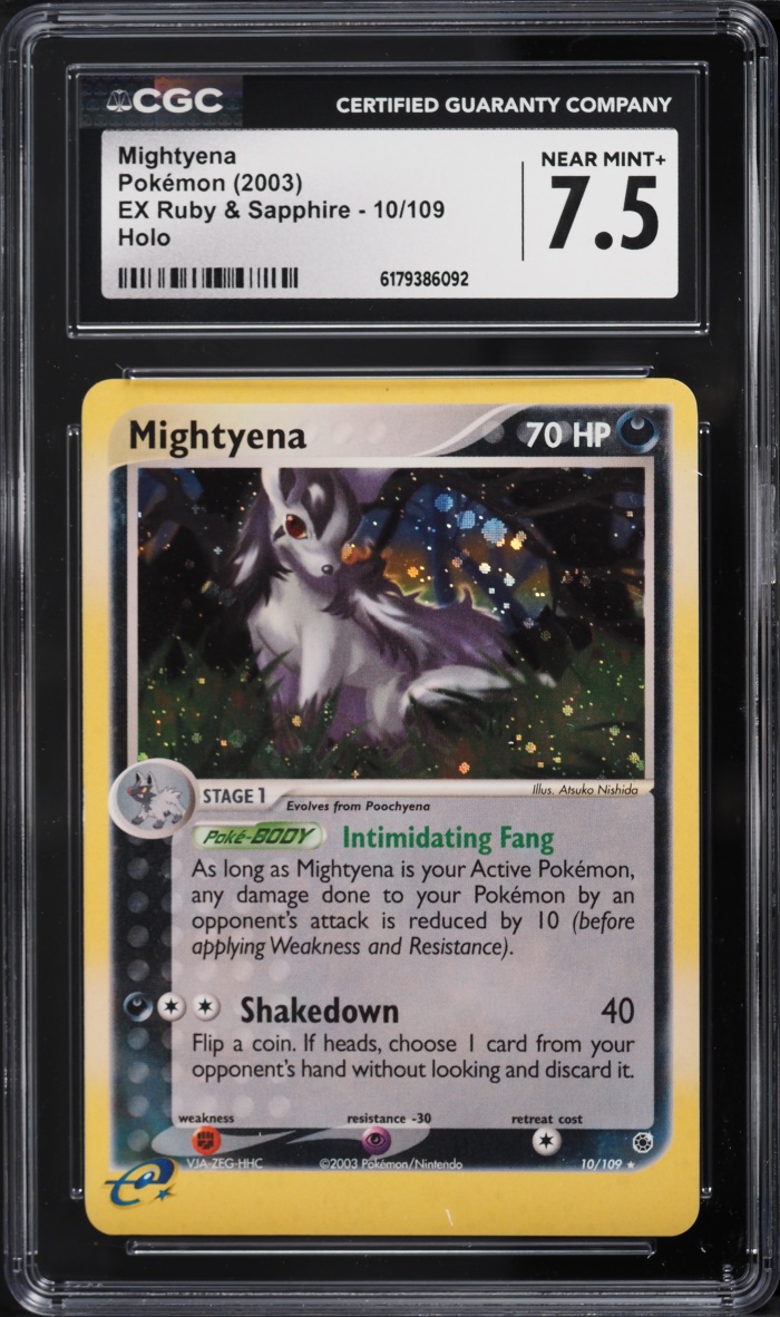 2003 Pokemon EX Ruby & Sapphire Holo Mightyena #10 CGC 7.5 NRMT+