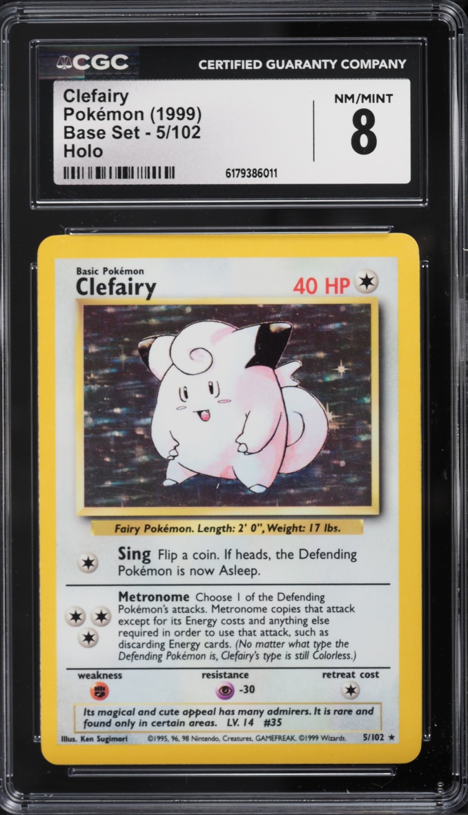 1999 Pokemon Base Set Holo Clefairy #5 CGC 8 NM-MT