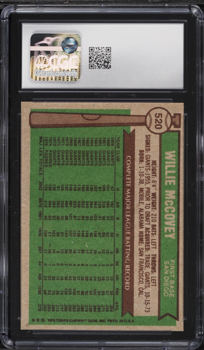 1976 Topps Willie McCovey #520 CGC 8 NM-MT