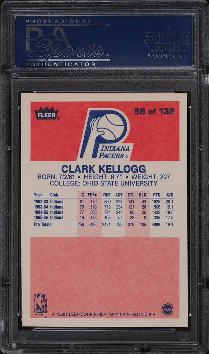 1986 Fleer Basketball Clark Kellogg #58 PSA 9 MINT