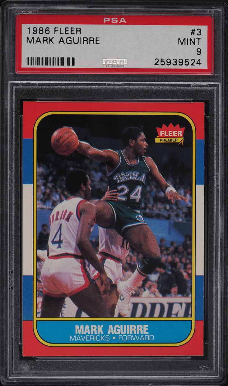 1986 Fleer Basketball Mark Aguirre #3 PSA 9 MINT