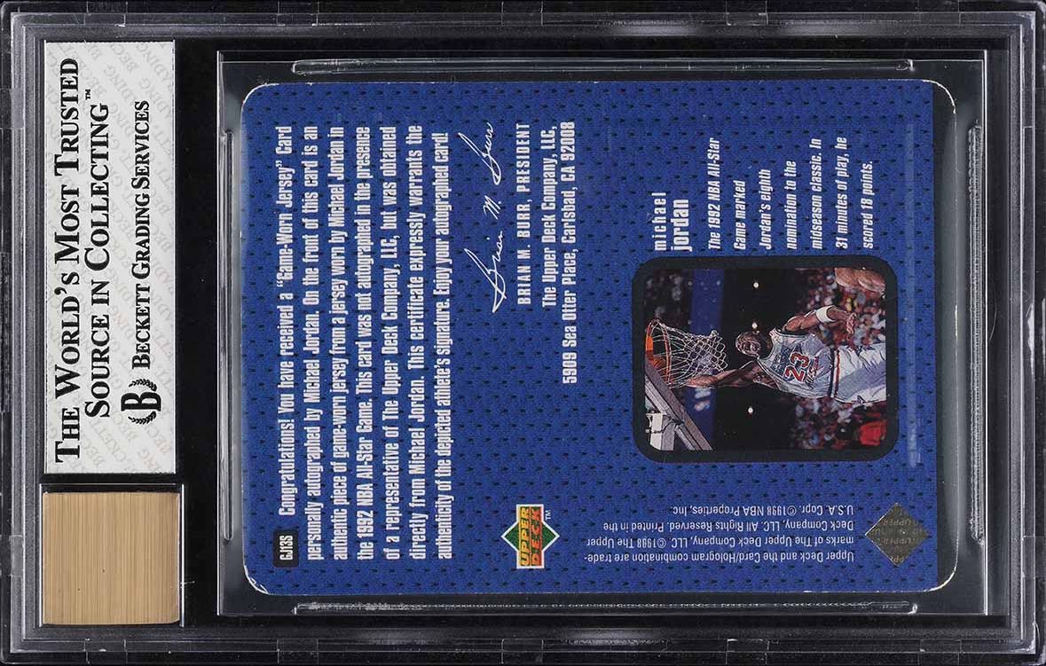 1997 Upper Deck Game Jersey Michael Jordan PATCH AUTO /23 #GJ13S BGS 8 NM-MT