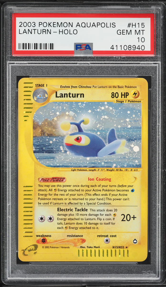 2003 Pokemon Aquapolis Holo Lanturn #H15 PSA 10 GEM MINT