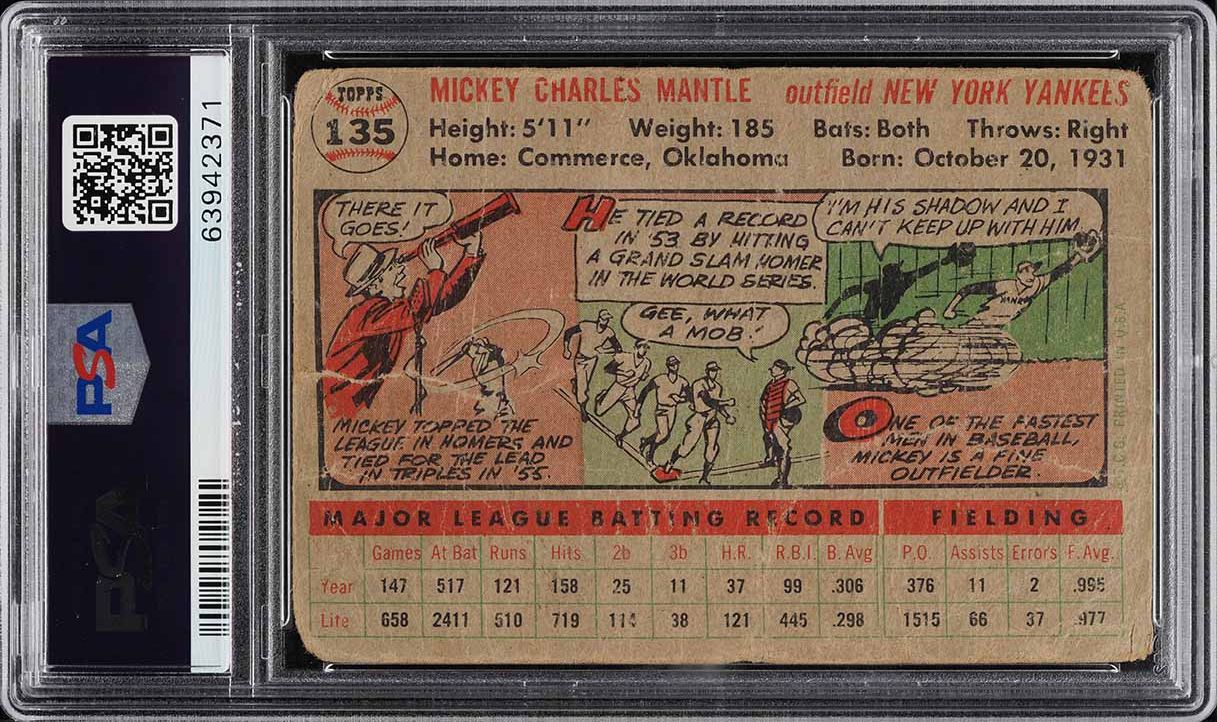 1956 Topps Mickey Mantle #135 PSA 1 PR