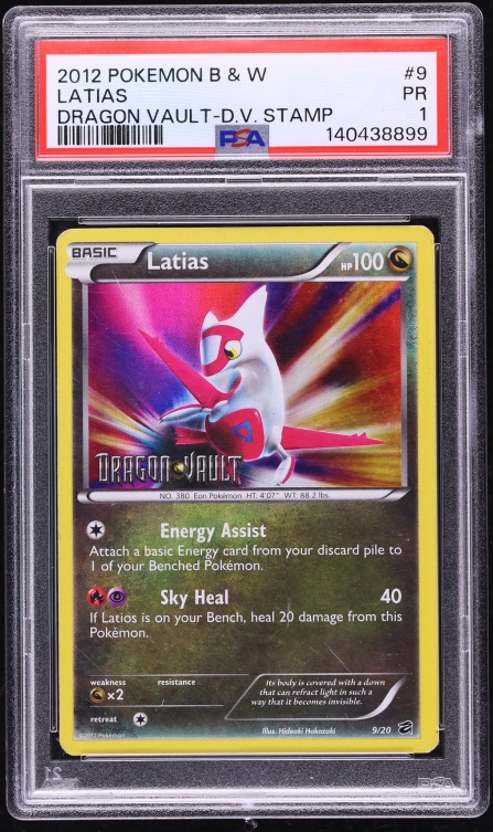 2012 Pokemon Black & White Dragon Vault Stamp Latias #9 PSA 1 PR