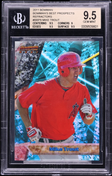 2011 Bowman's Best Refractor Mike Trout ROOKIE /99 #BBP9 BGS 9.5 GEM MINT - Photo 1
