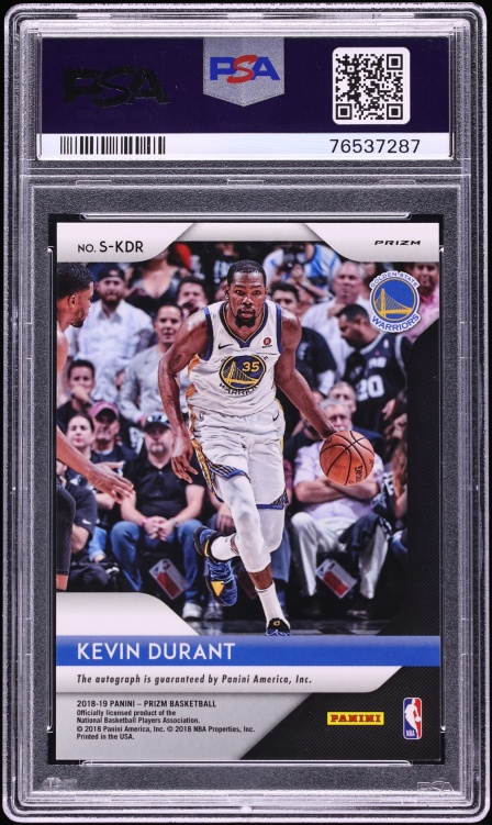 2018 Panini Prizm Silver Kevin Durant AUTO #S-KDR PSA 9 MINT - Photo 2