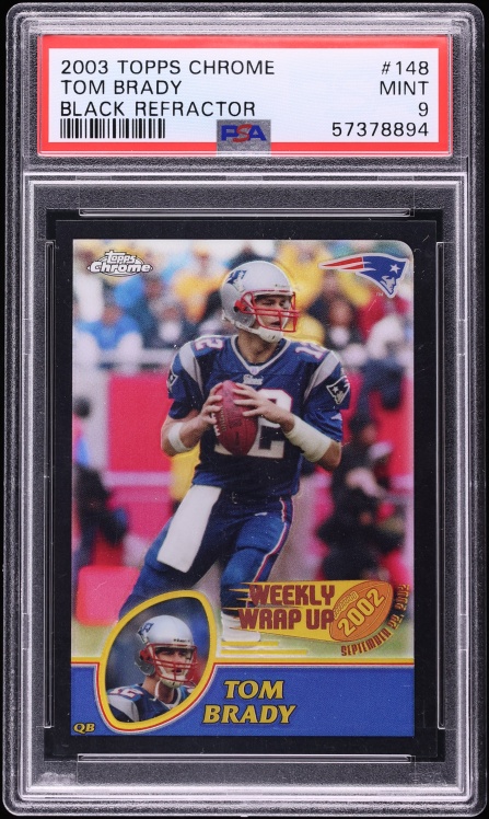 2003 Topps Chrome Black Refractor Tom Brady /599 #148 PSA 9 MINT - Photo 1