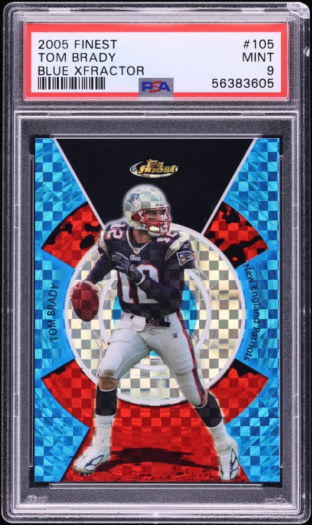 2005 Finest Blue Xfractor Tom Brady /150 #105 PSA 9 MINT - Photo 1