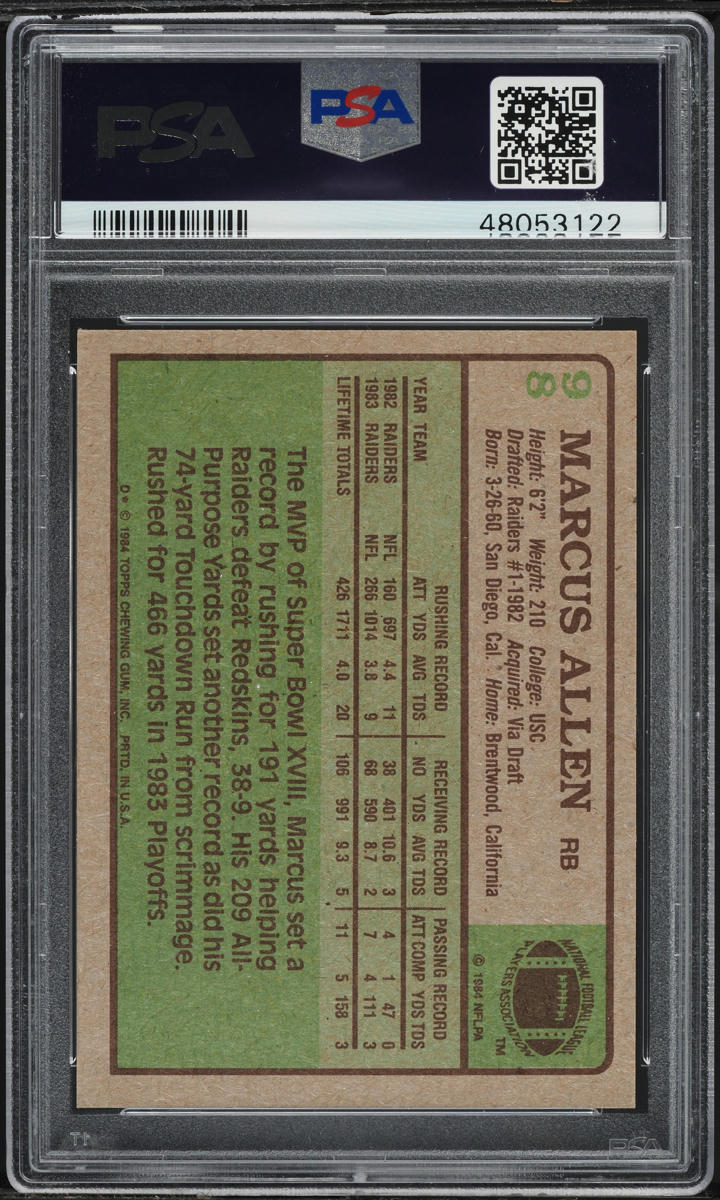 1984 Topps Football Marcus Allen #98 PSA 6 EXMT