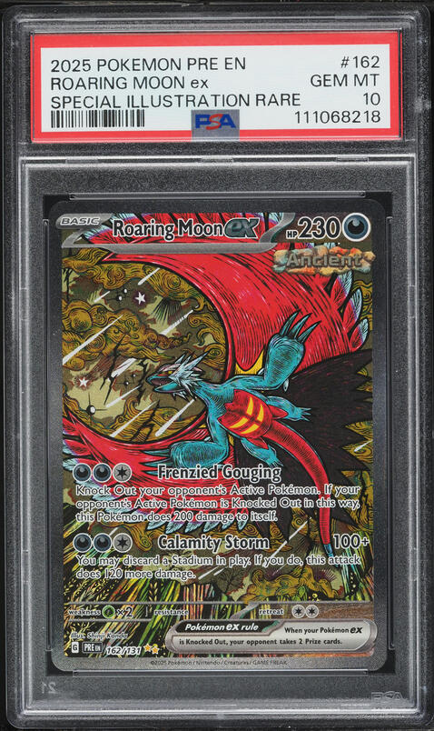 2025 Pokemon SV Prismatic Evolutions SIR Roaring Moon ex #162 PSA