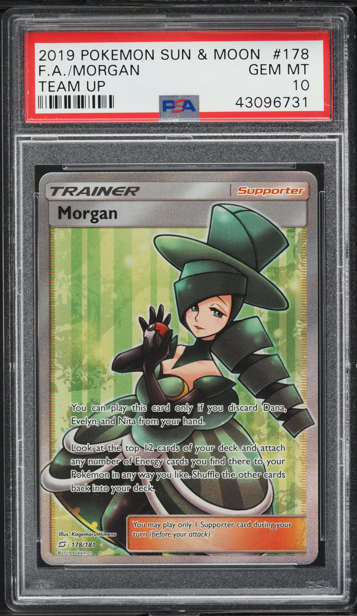 2019 Pokemon Sun & Moon Team Up Full Art Morgan #178 PSA 10 GEM MINT