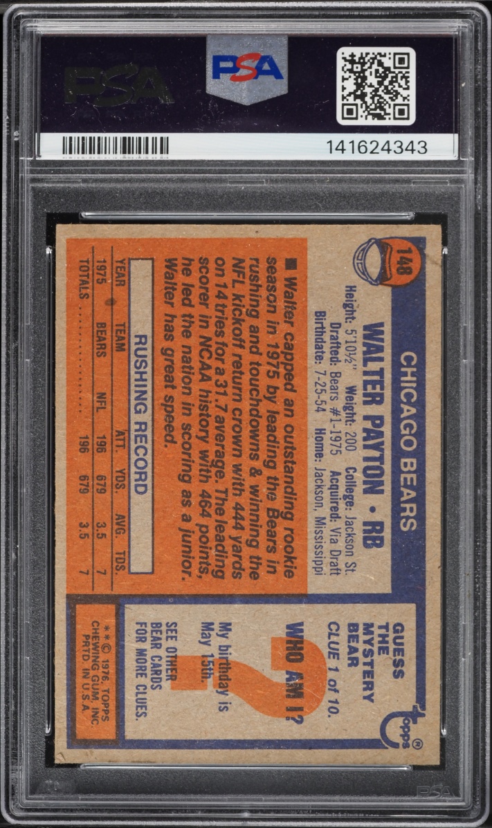 1976 Topps Football Walter Payton ROOKIE #148 PSA 4 VGEX