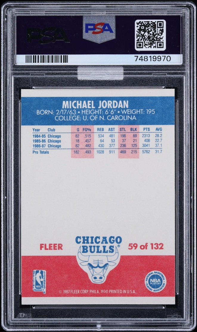 1987 Fleer Basketball Michael Jordan #59 MBA PSA 7 NRMT - Photo 2