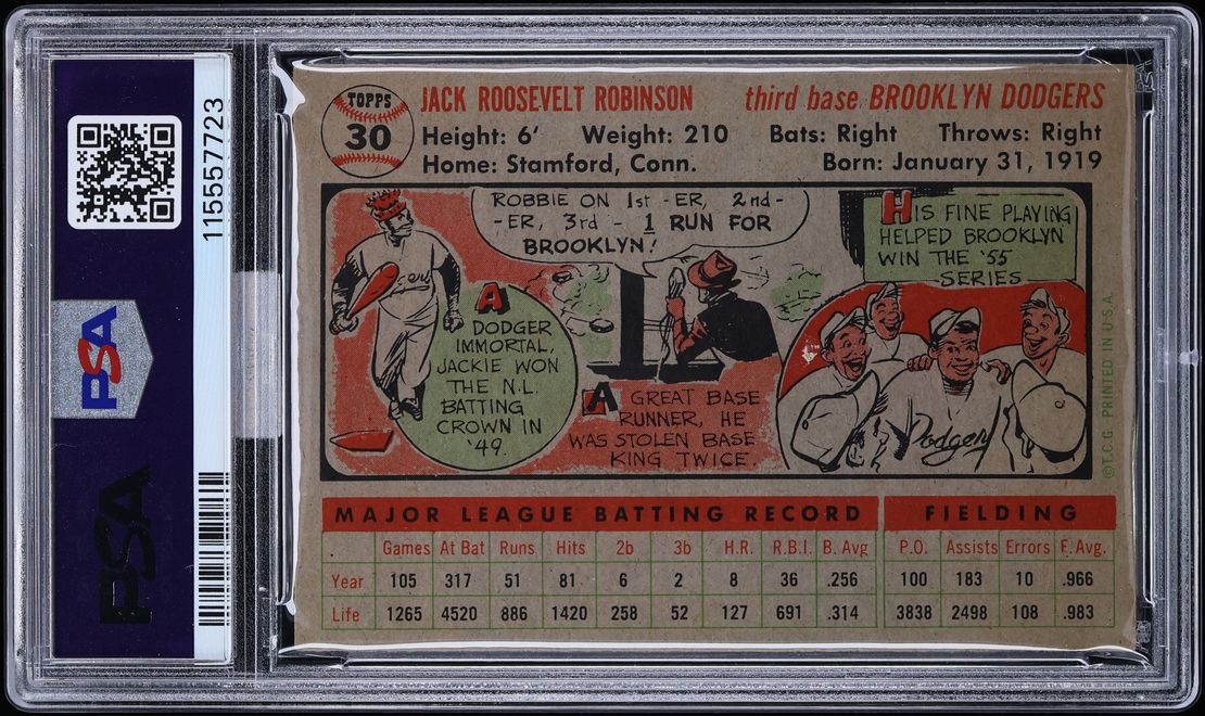 1956 Topps Jackie Robinson #30 MBA PSA 4 VGEX - Photo 2