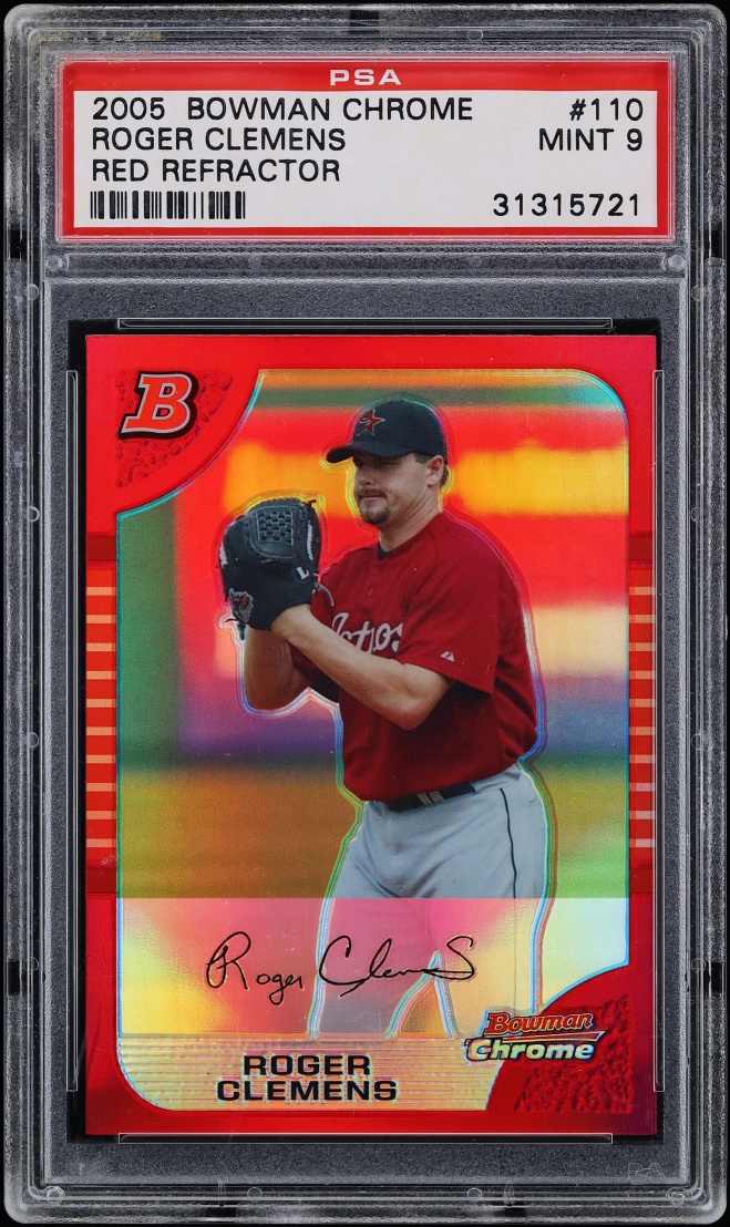 2005 Bowman Chrome Red Refractor Roger Clemens 5/5 #110 PSA 9 MINT