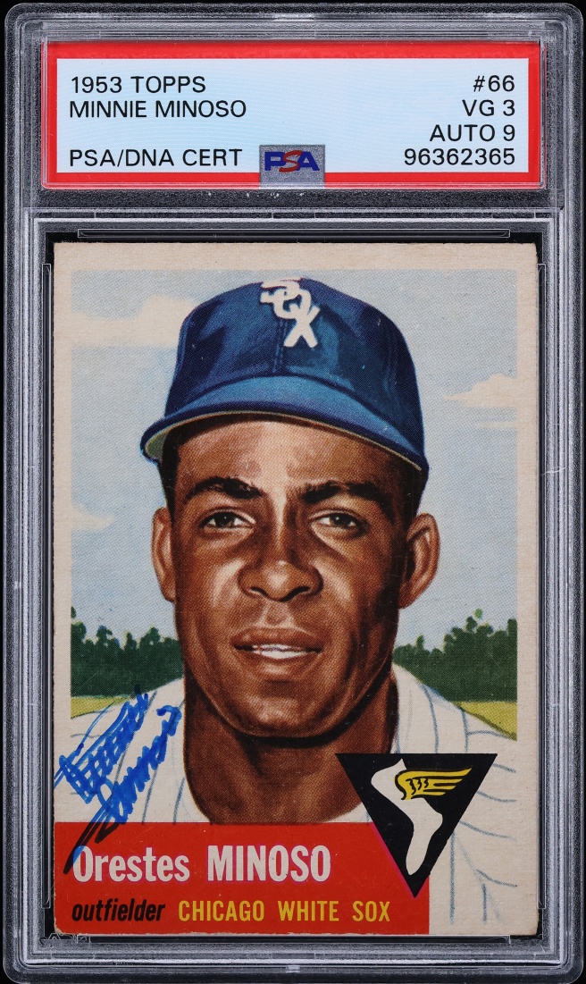 1953 Topps Minnie Minoso AUTO DNA 9 #66 PSA 3 VG